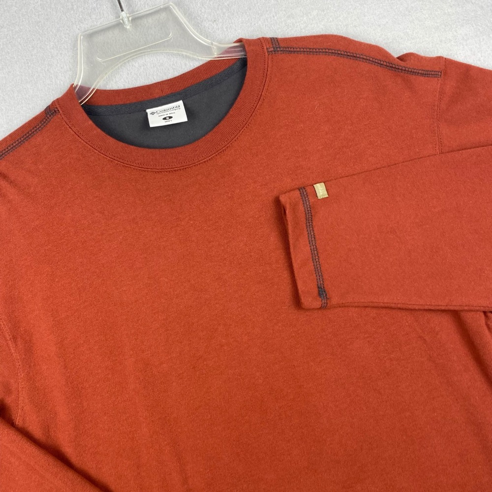 Columbia Mens Rust Orange Long Sleeve Cotton Crewneck Shirt XM6898 Size S